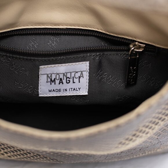 VTG Monica by Magli Python Snakeskin Shoulder Bag Y2K Italian Luxury Purse Glam - Picture 7 of 9